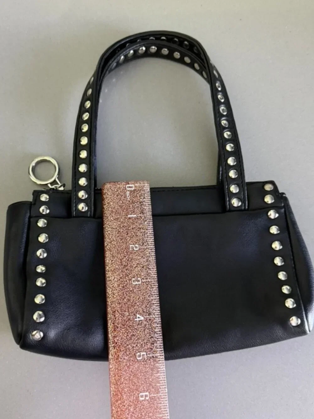 Nine West Black Studded Vegan Leather Mini Wristlet Handbag